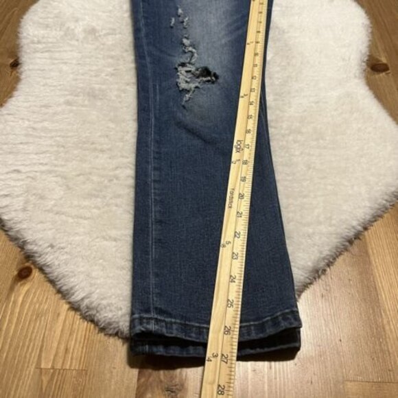 Eighty Two Womens Juniors Denim Overalls Distressed Blue Medium Wash Size 03 - Picture 10 of 12